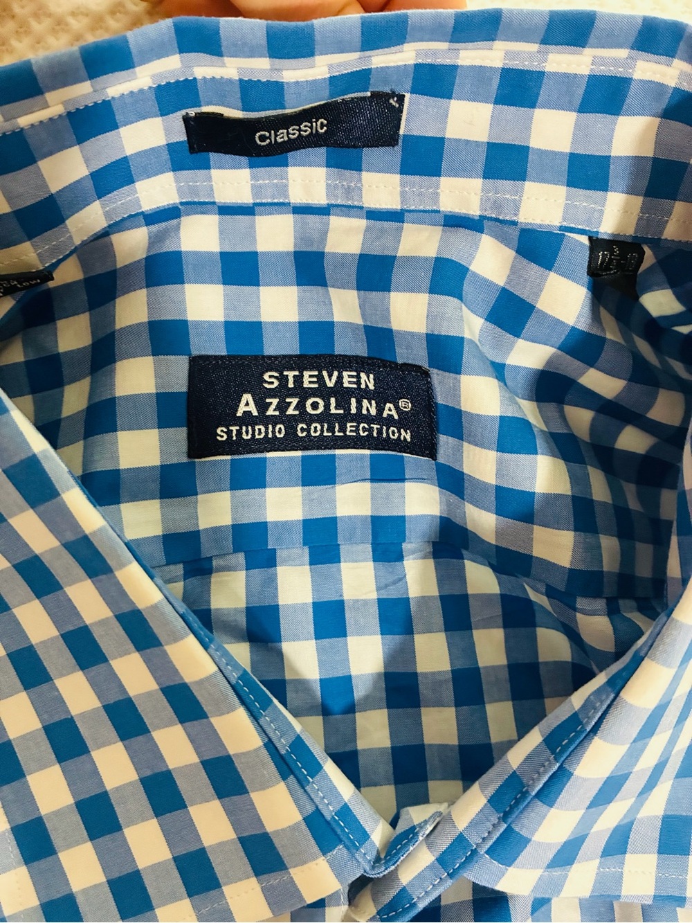 Seven7 Blue and White Gingham Button-Down Shirt